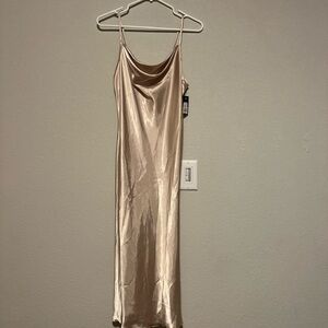 Bebe Champagne Satin Dress